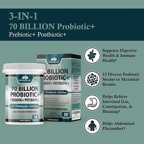NATURALIFE LABS - NaturaLife Labs Probiotics 70 Billion CFU 30 Capsulas - The Red Vitamin MX - Suplementos Alimenticios - {{ shop.shopifyCountryName }}