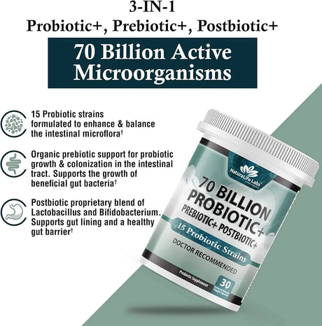 NATURALIFE LABS - NaturaLife Labs Probiotics 70 Billion CFU 30 Capsulas - The Red Vitamin MX - Suplementos Alimenticios - {{ shop.shopifyCountryName }}