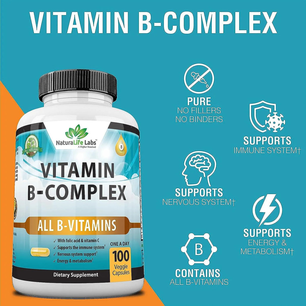 NATURALIFE LABS - NaturaLife Labs Vitamin B Complex 100 Capsulas - The Red Vitamin MX - Suplementos Alimenticios - {{ shop.shopifyCountryName }}