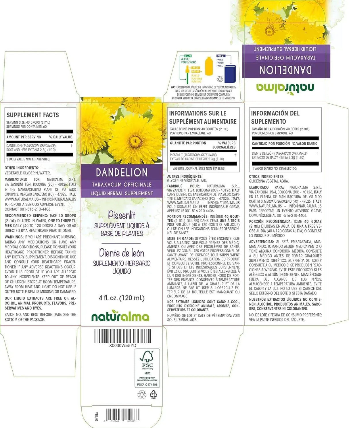 NATURALMA - Naturalma Dandelion Root Tincture 4 Fl.Oz. - The Red Vitamin MX - Suplementos Alimenticios - {{ shop.shopifyCountryName }}