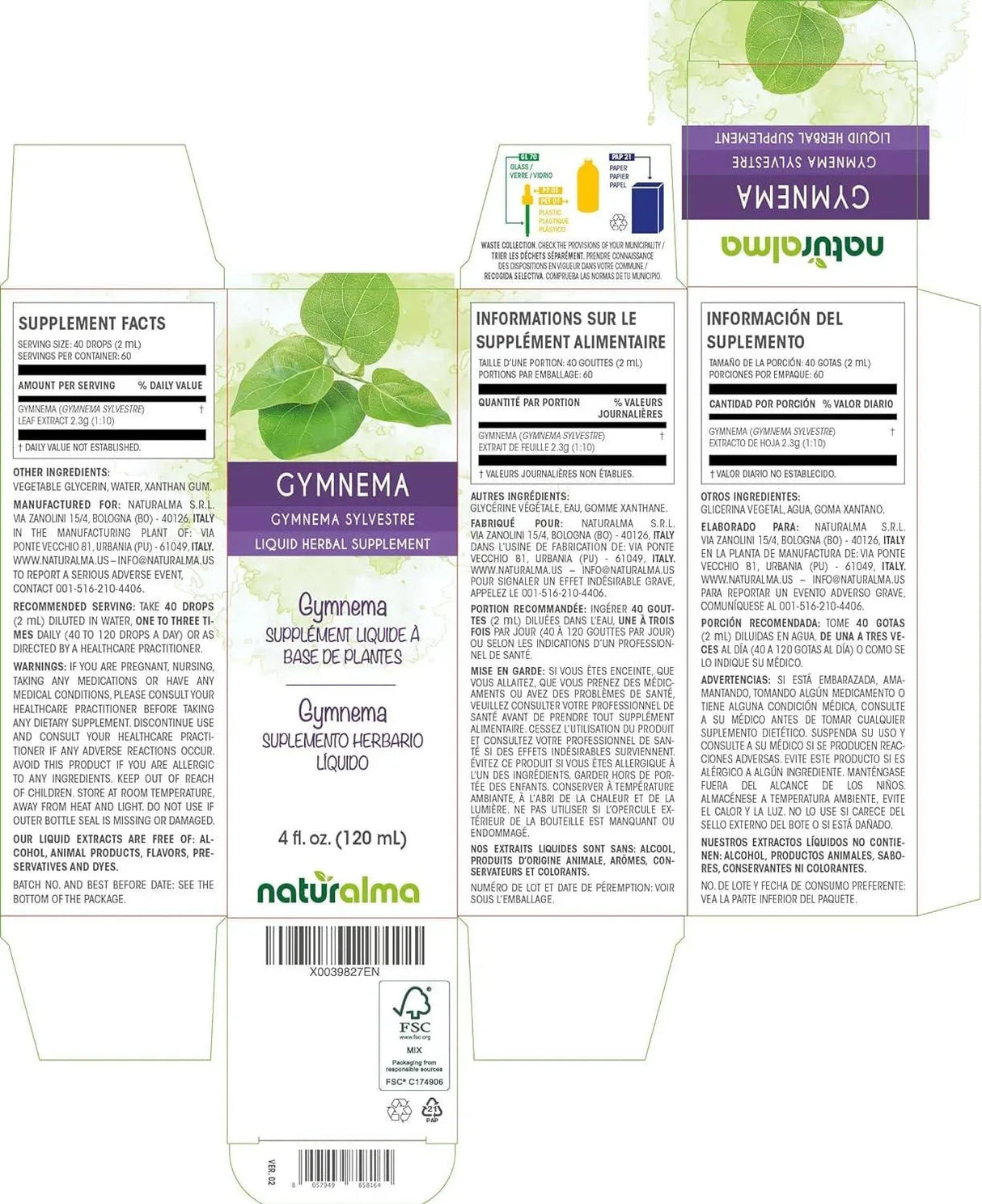 NATURALMA - Naturalma Gymnema Leaf Alcohol-Free Tincture 4 Fl.Oz. - The Red Vitamin MX - Suplementos Alimenticios - {{ shop.shopifyCountryName }}