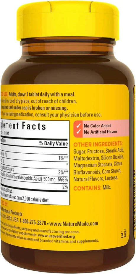 NATURE MADE - Nature Made Chewable Vitamin C 500Mg. 60 Tabletas - The Red Vitamin MX - Suplementos Alimenticios - {{ shop.shopifyCountryName }}