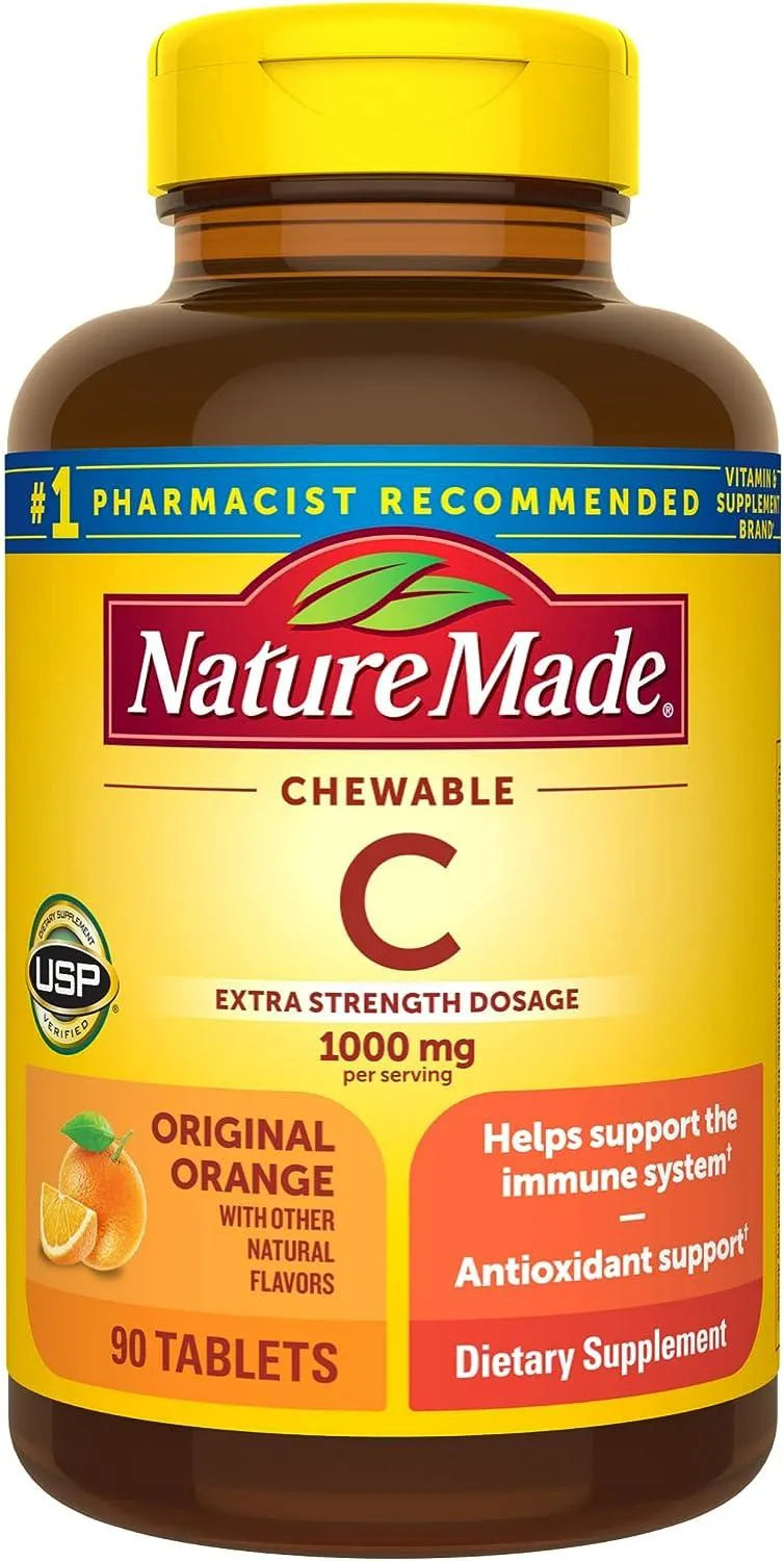 NATURE MADE - Nature Made Extra Strength Dosage Chewable Vitamin C 1000Mg. 90 Tabletas - The Red Vitamin MX - Suplementos Alimenticios - {{ shop.shopifyCountryName }}