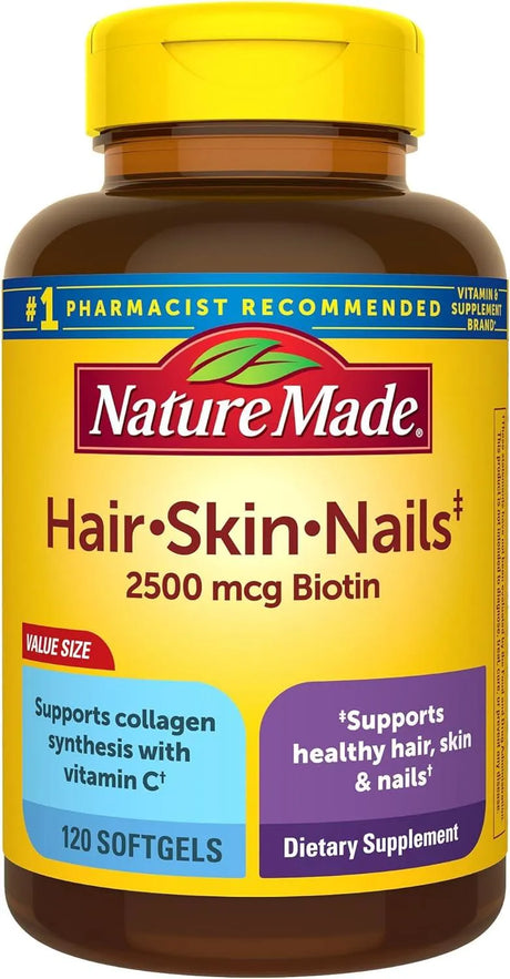 NATURE MADE - Nature Made Hair Skin and Nails with Biotin 2500mcg 120 Capsulas Blandas - The Red Vitamin MX - Suplementos Alimenticios - {{ shop.shopifyCountryName }}