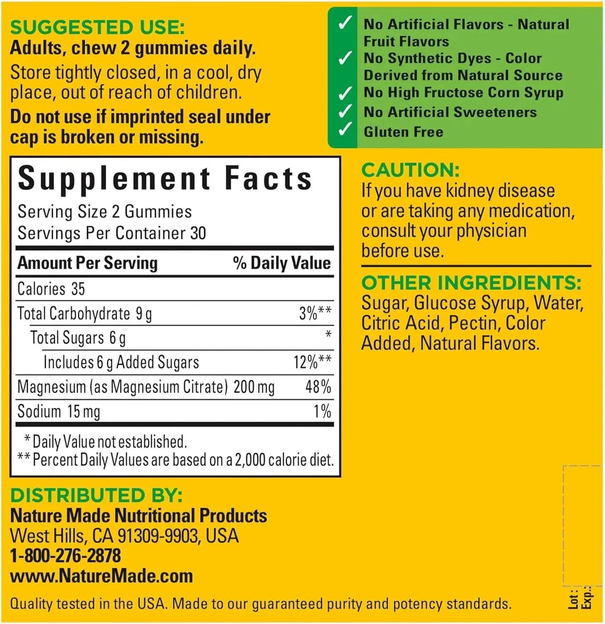 NATURE MADE - Nature Made High Absorption Magnesium Citrate 200Mg. Gummies 60 Gomitas - The Red Vitamin MX - Suplementos Alimenticios - {{ shop.shopifyCountryName }}