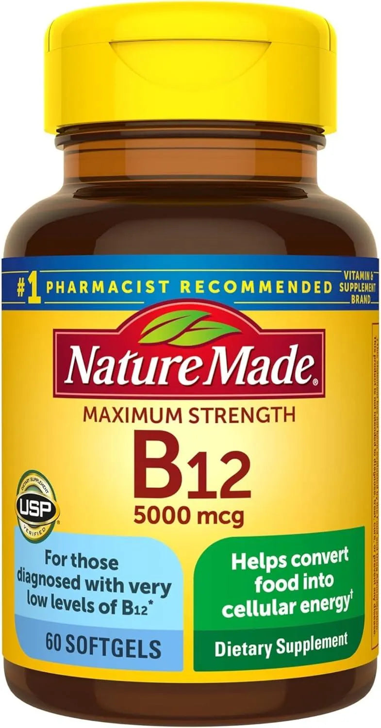 NATURE MADE - Nature Made Maximum Strength Vitamin B12 5000mcg 60 Capsulas Blandas - The Red Vitamin MX - Suplementos Alimenticios - {{ shop.shopifyCountryName }}