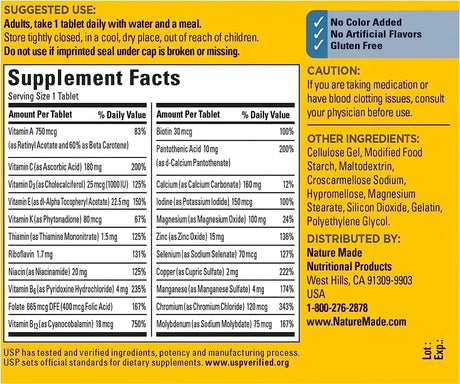 NATURE MADE - Nature Made Multivitamin For Him with No Iron 90 Tabletas - The Red Vitamin MX - Suplementos Alimenticios - {{ shop.shopifyCountryName }}