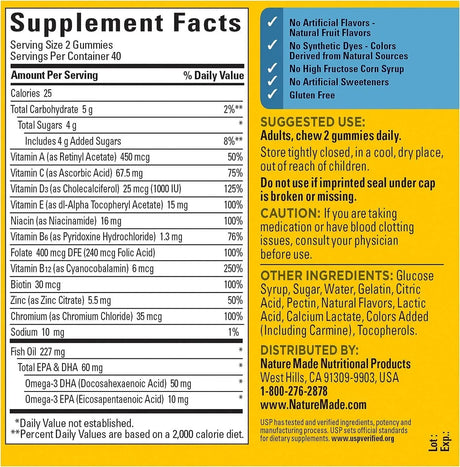 NATURE MADE - Nature Made Multivitamin for Him with Omega-3 80 Gomitas - The Red Vitamin MX - Suplementos Alimenticios - {{ shop.shopifyCountryName }}