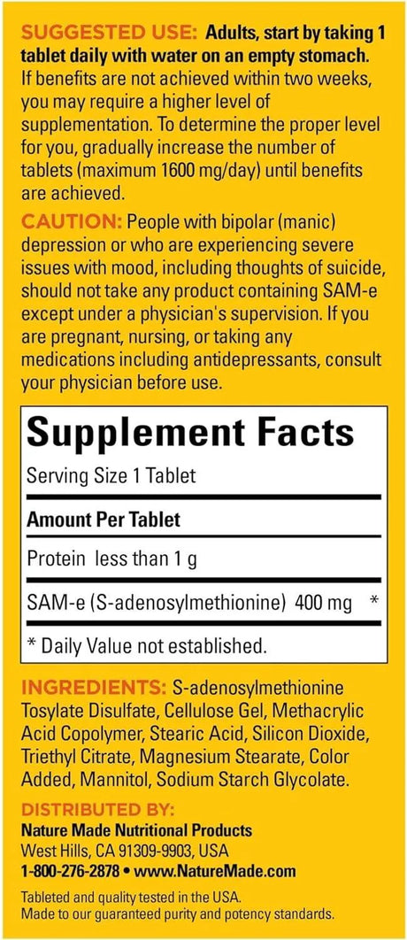 NATURE MADE - Nature Made SAM-e Complete 400Mg. 36 Tabletas - The Red Vitamin MX - Suplementos Alimenticios - {{ shop.shopifyCountryName }}