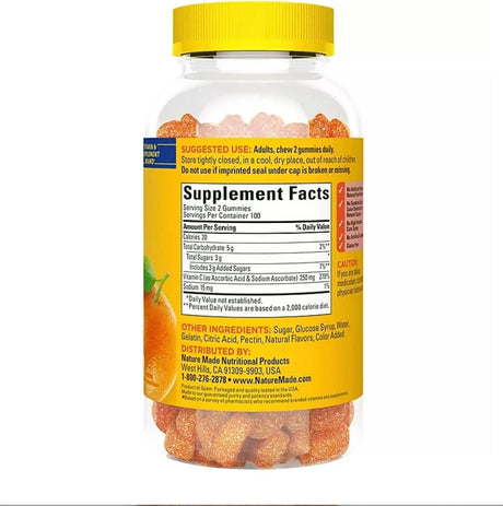 NATURE MADE - Nature Made Vitamin C 250Mg. Gummies 200 Gomitas - The Red Vitamin MX - Suplementos Alimenticios - {{ shop.shopifyCountryName }}