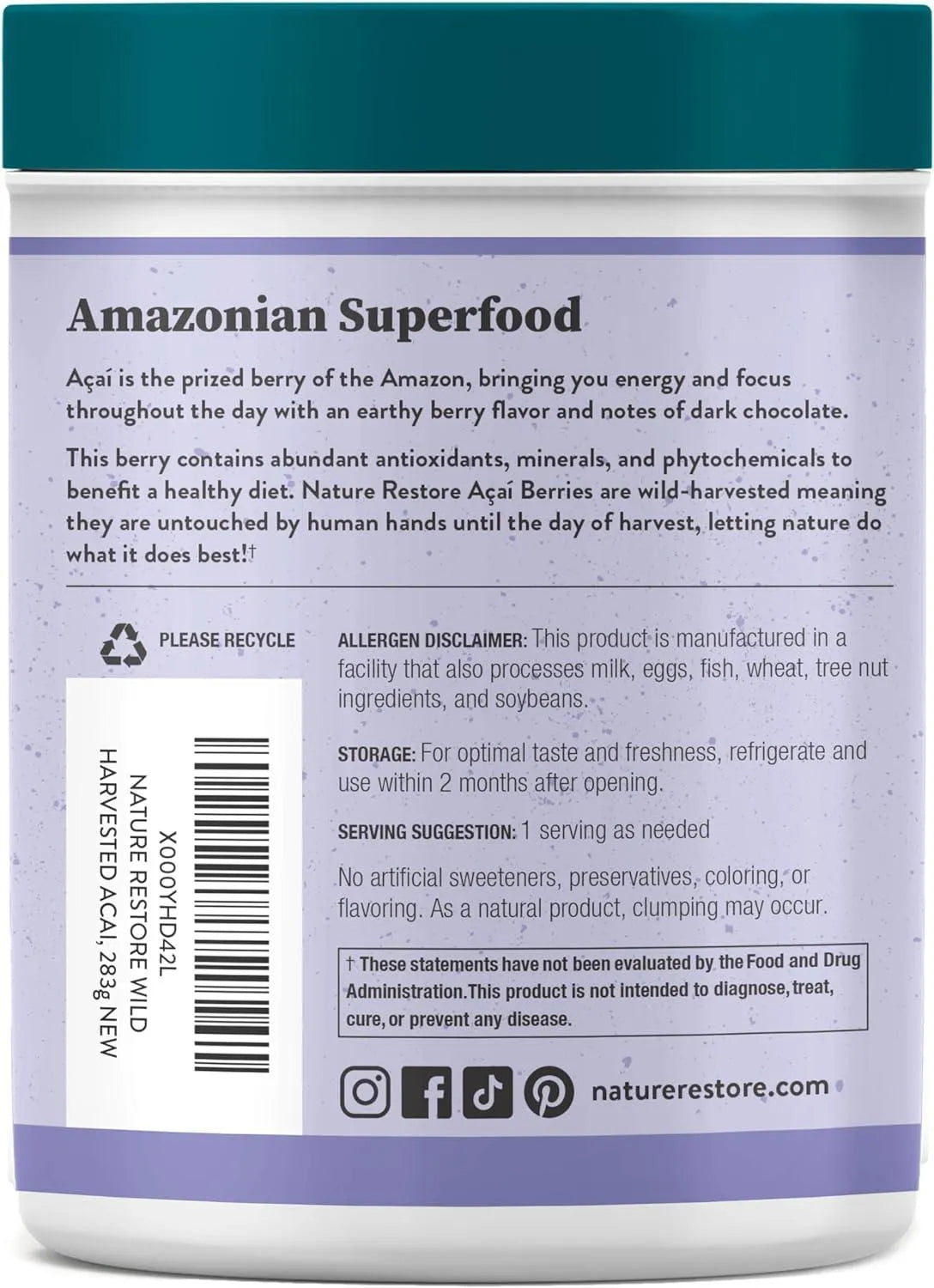 NATURE RESTORE - Nature Restore Wild Harvested Acai Berry Powder 283Gr. - The Red Vitamin MX - Suplementos Alimenticios - {{ shop.shopifyCountryName }}