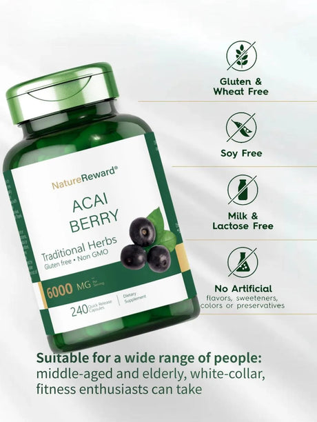 NATURE REWARD - Nature Reward Acai Berry Extract 6000Mg. 240 Capsulas - The Red Vitamin MX - Suplementos Alimenticios - {{ shop.shopifyCountryName }}