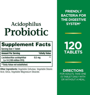 NATURE'S BOUNTY - Nature's Bounty Acidophilus Probiotic 120 Tabletas - The Red Vitamin MX - Suplementos Alimenticios - {{ shop.shopifyCountryName }}