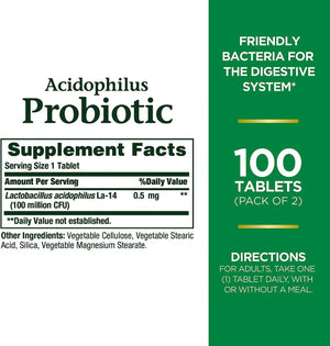 NATURE'S BOUNTY - Nature's Bounty Acidophilus Probiotic 200 Tabletas - The Red Vitamin MX - Suplementos Alimenticios - {{ shop.shopifyCountryName }}
