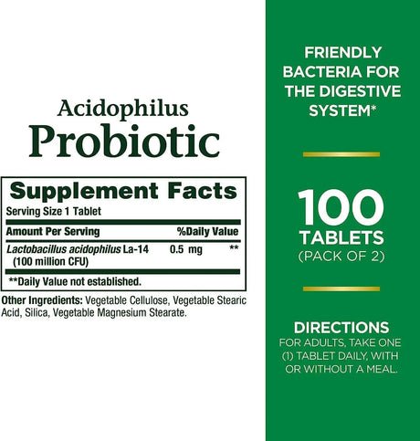 NATURE'S BOUNTY - Nature's Bounty Acidophilus Probiotic 200 Tabletas - The Red Vitamin MX - Suplementos Alimenticios - {{ shop.shopifyCountryName }}