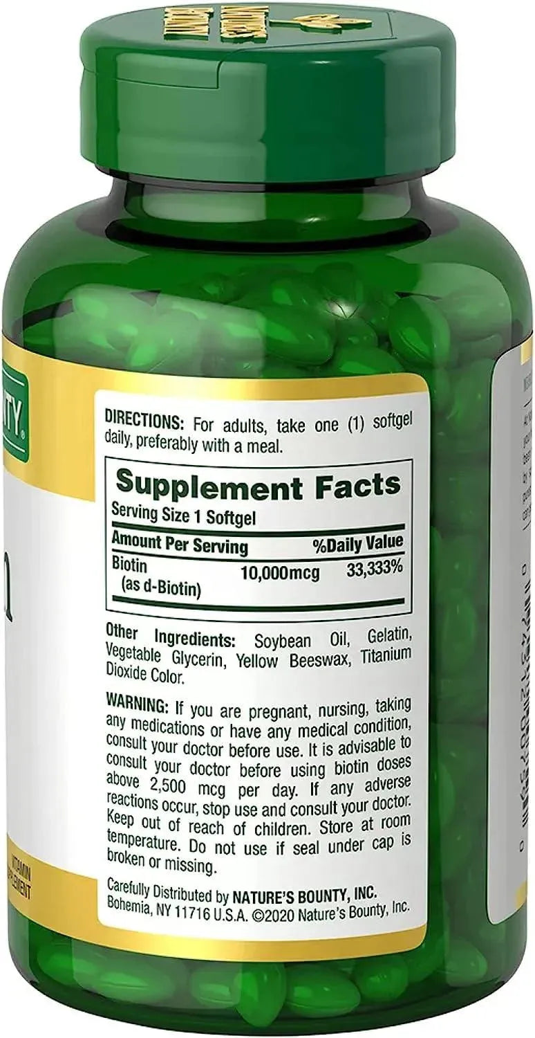 NATURE'S BOUNTY - Nature's Bounty Biotin 10,000 mcg 250 Capsulas Blandas - The Red Vitamin MX - Suplementos Alimenticios - {{ shop.shopifyCountryName }}