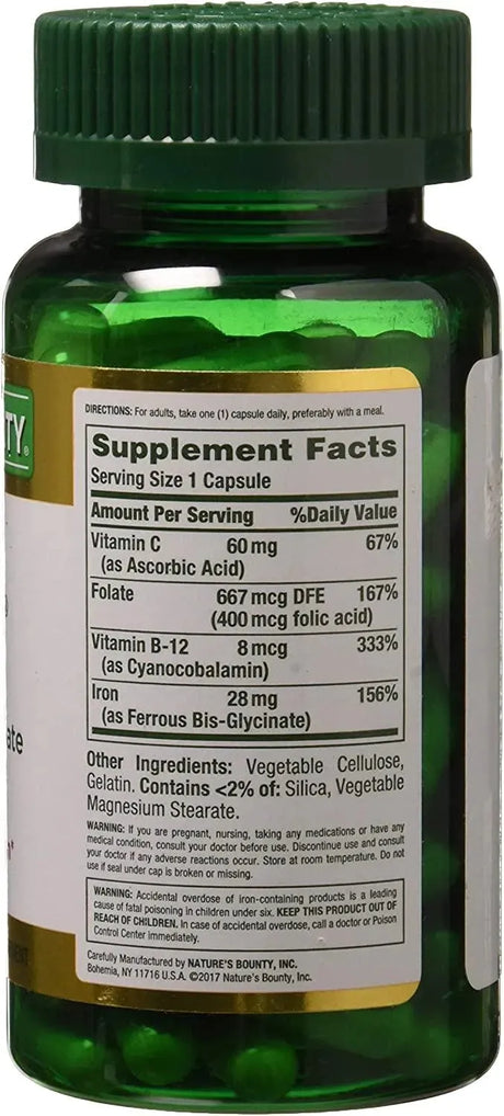 NATURE'S BOUNTY - Nature's Bounty Gentle Iron 28Mg. 90 Capsulas - The Red Vitamin MX - Suplementos Alimenticios - {{ shop.shopifyCountryName }}
