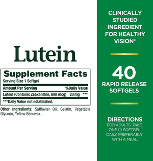 NATURE'S BOUNTY - Nature's Bounty Lutein 20Mg. 40 Capsulas Blandas - The Red Vitamin MX - Suplementos Alimenticios - {{ shop.shopifyCountryName }}