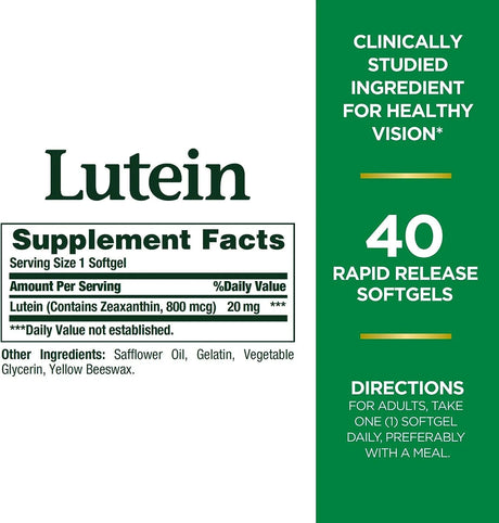 NATURE'S BOUNTY - Nature's Bounty Lutein 20Mg. 40 Capsulas Blandas - The Red Vitamin MX - Suplementos Alimenticios - {{ shop.shopifyCountryName }}