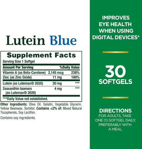 NATURE'S BOUNTY - Nature's Bounty Lutein Blue 30 Capsulas Blandas - The Red Vitamin MX - Suplementos Alimenticios - {{ shop.shopifyCountryName }}