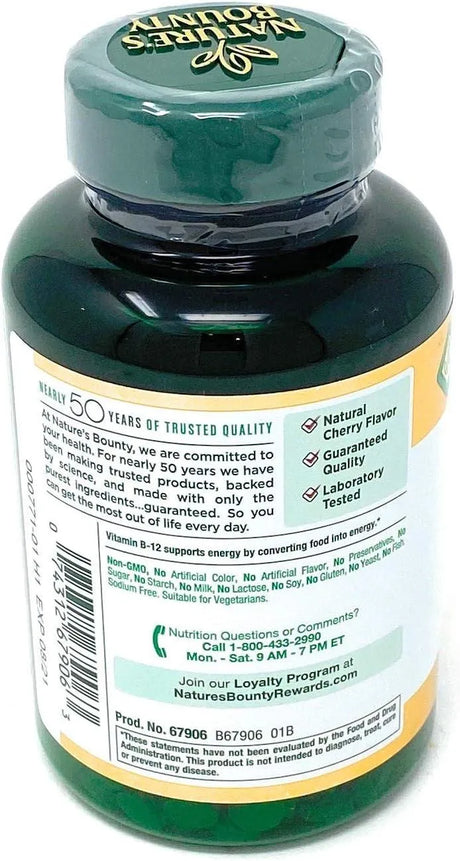 NATURE'S BOUNTY - Nature's Bounty Quick Dissolve Fast Acting Vitamin B-12 2500mcg 300 Tabletas - The Red Vitamin MX - Suplementos Alimenticios - {{ shop.shopifyCountryName }}