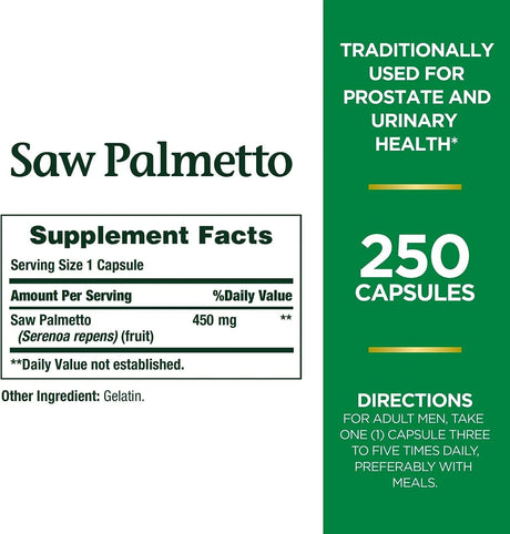 NATURE'S BOUNTY - Nature's Bounty Saw Palmetto 450Mg. 250 Capsulas - The Red Vitamin MX - Suplementos Alimenticios - {{ shop.shopifyCountryName }}