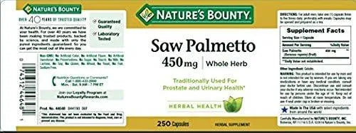 NATURE'S BOUNTY - Nature's Bounty Saw Palmetto 450Mg. 500 Capsulas - The Red Vitamin MX - Suplementos Alimenticios - {{ shop.shopifyCountryName }}