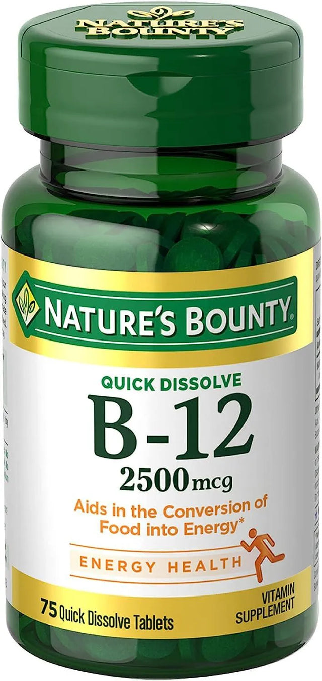 NATURE'S BOUNTY - Nature's Bounty Vitamin B12 2500mcg Quick Dissolve 75 Tabletas - The Red Vitamin MX - Suplementos Alimenticios - {{ shop.shopifyCountryName }}