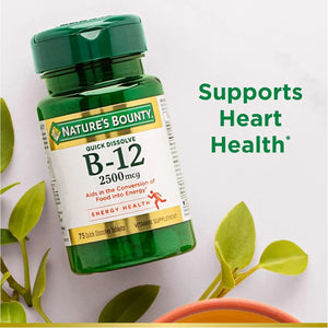 NATURE'S BOUNTY - Nature's Bounty Vitamin B12 2500mcg Quick Dissolve 75 Tabletas - The Red Vitamin MX - Suplementos Alimenticios - {{ shop.shopifyCountryName }}