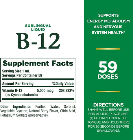 NATURE'S BOUNTY - Nature's Bounty Vitamin B12 5000mcg 59Ml. - The Red Vitamin MX - Suplementos Alimenticios - {{ shop.shopifyCountryName }}