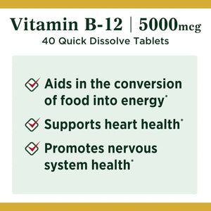 NATURE'S BOUNTY - Nature's Bounty Vitamin B12 Quick Dissolve 40 Tabletas - The Red Vitamin MX - Suplementos Alimenticios - {{ shop.shopifyCountryName }}