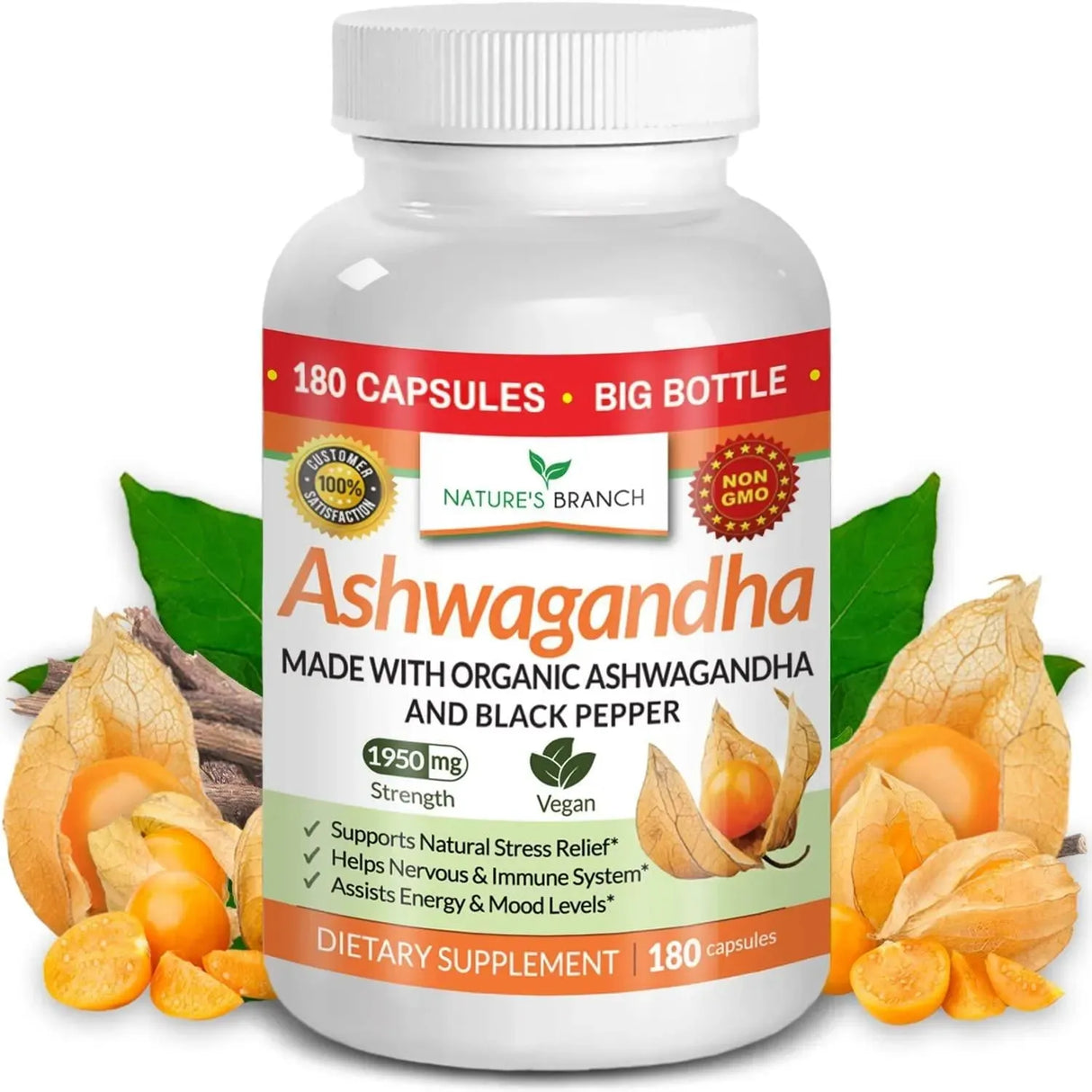 NATURE'S BRANCH - Nature's Branch Organic Ashwagandha with Black Pepper 180 Capsulas - The Red Vitamin MX - Suplementos Alimenticios - {{ shop.shopifyCountryName }}