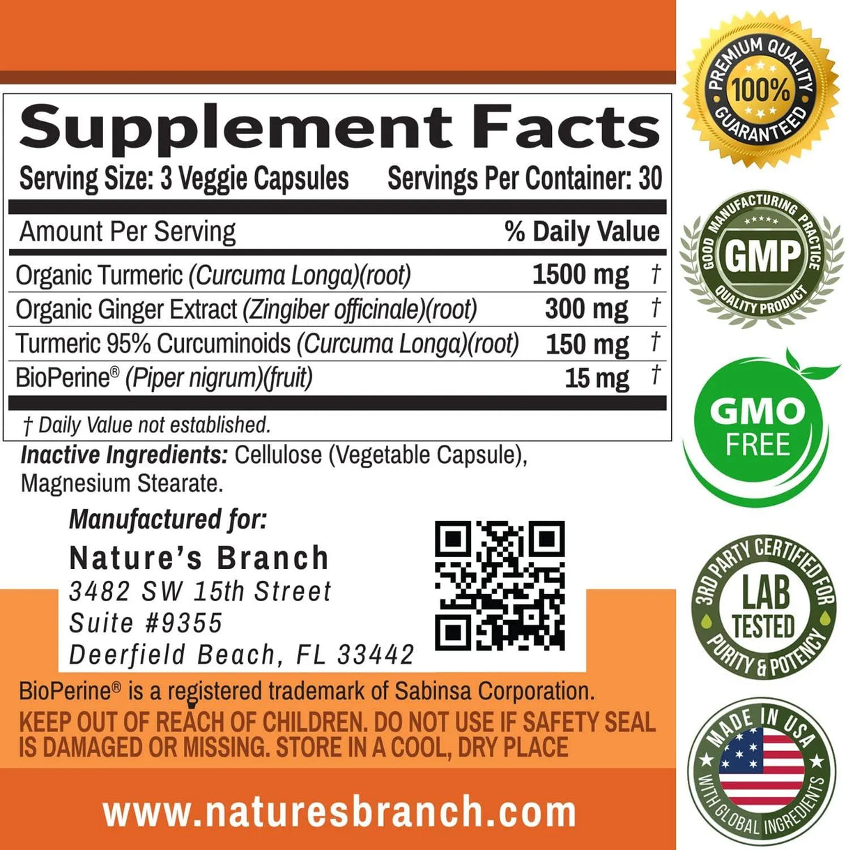 NATURE'S BRANCH - Nature's Branch Turmeric Curcumin and Ginger & BioPerine 90 Capsulas - The Red Vitamin MX - Suplementos Alimenticios - {{ shop.shopifyCountryName }}