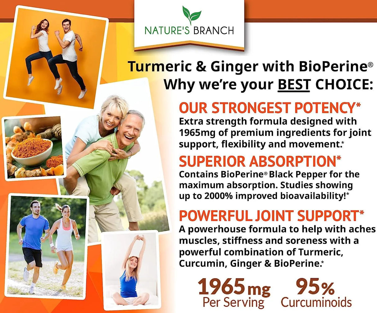 NATURE'S BRANCH - Nature's Branch Turmeric Curcumin and Ginger & BioPerine 90 Capsulas - The Red Vitamin MX - Suplementos Alimenticios - {{ shop.shopifyCountryName }}