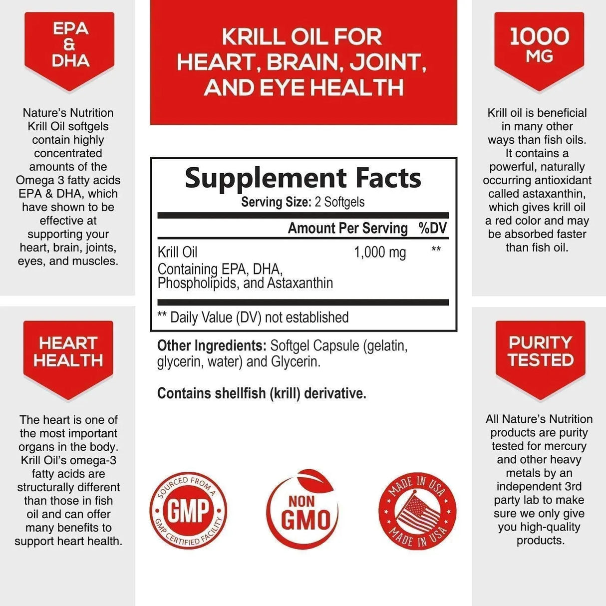 NATURE'S NUTRITION - Nature's Nutrition Antarctic Krill Oil 1000Mg. 60 Capsulas Blandas - The Red Vitamin MX - Suplementos Alimenticios - {{ shop.shopifyCountryName }}