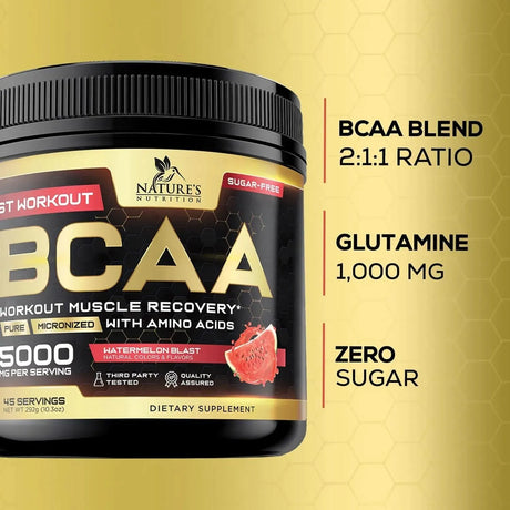 NATURE'S NUTRITION - Nature's Nutrition BCAA Powder Watermelon 45 Servicios 292Gr. - The Red Vitamin MX - Suplementos Alimenticios - {{ shop.shopifyCountryName }}