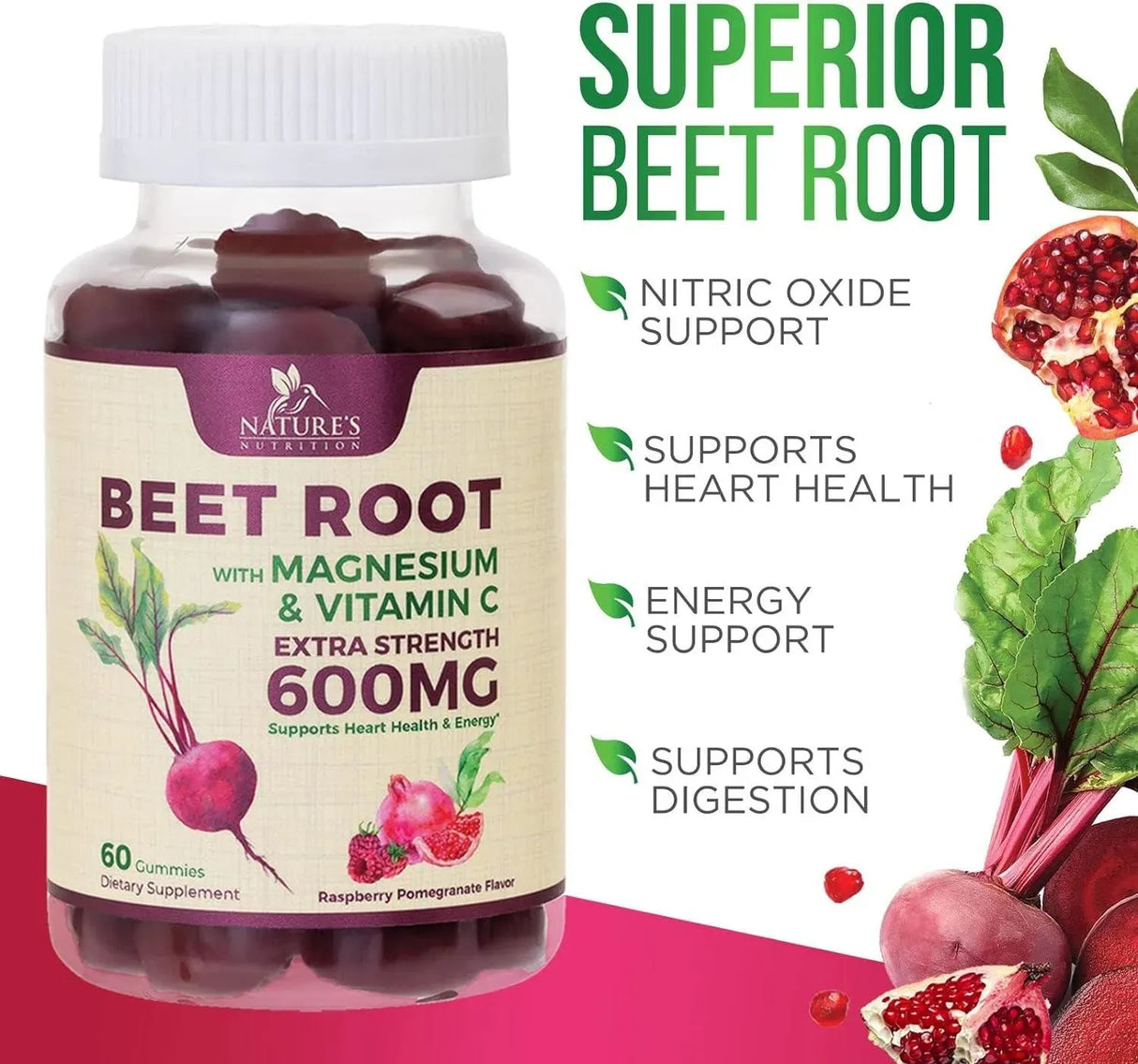 NATURE'S NUTRITION - Nature's Nutrition Beet Chews Gummies with Beetroot 60 Gomitas - The Red Vitamin MX - Suplementos Alimenticios - {{ shop.shopifyCountryName }}