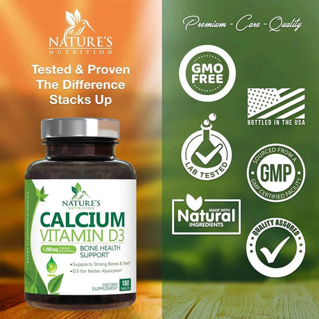 NATURE'S NUTRITION - Nature's Nutrition Calcium 1200Mg. Plus Vitamin D3 180 Tabletas - The Red Vitamin MX - Suplementos Alimenticios - {{ shop.shopifyCountryName }}