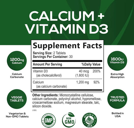 NATURE'S NUTRITION - Nature's Nutrition Calcium Vitamin D3 1200Mg. 60 Tabletas - The Red Vitamin MX - Suplementos Alimenticios - {{ shop.shopifyCountryName }}