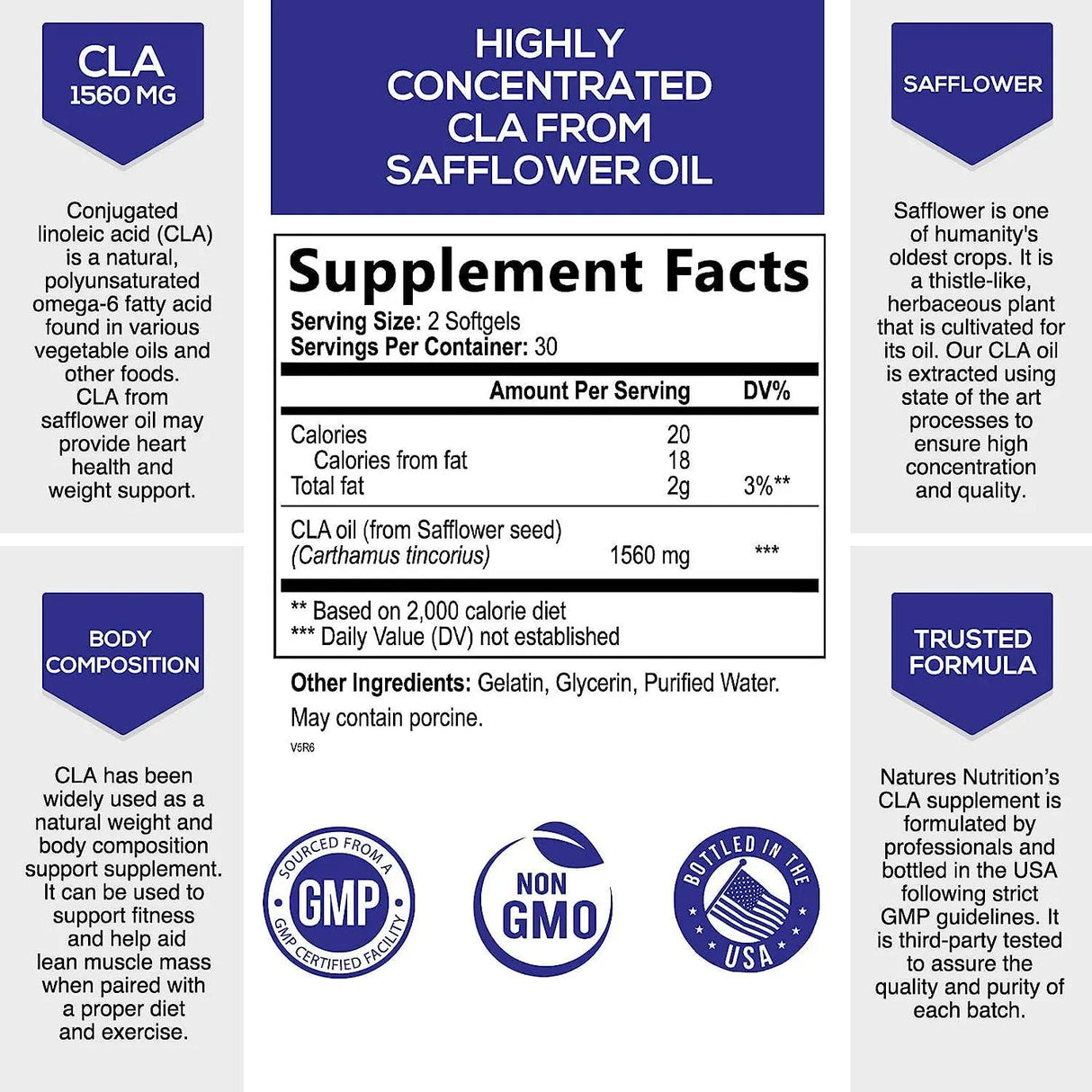 NATURE'S NUTRITION - Nature's Nutrition Conjugated Linoleic Acid CLA 1560Mg. 60 Capsulas Blandas - The Red Vitamin MX - Suplementos Alimenticios - {{ shop.shopifyCountryName }}