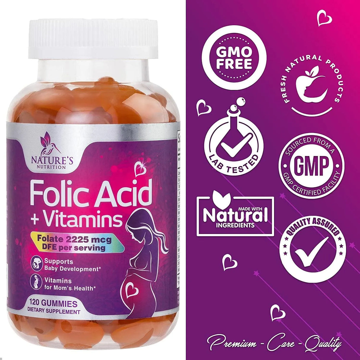 NATURE'S NUTRITION - Nature's Nutrition Folic Acid Prenatal Multivitamin 120 Gomitas - The Red Vitamin MX - Suplementos Alimenticios - {{ shop.shopifyCountryName }}