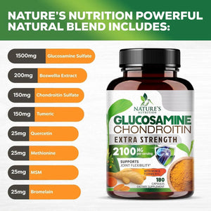 NATURE'S NUTRITION - Nature's Nutrition Glucosamine Chondroitin MSM Complex 180 Capsulas - The Red Vitamin MX - Suplementos Alimenticios - {{ shop.shopifyCountryName }}