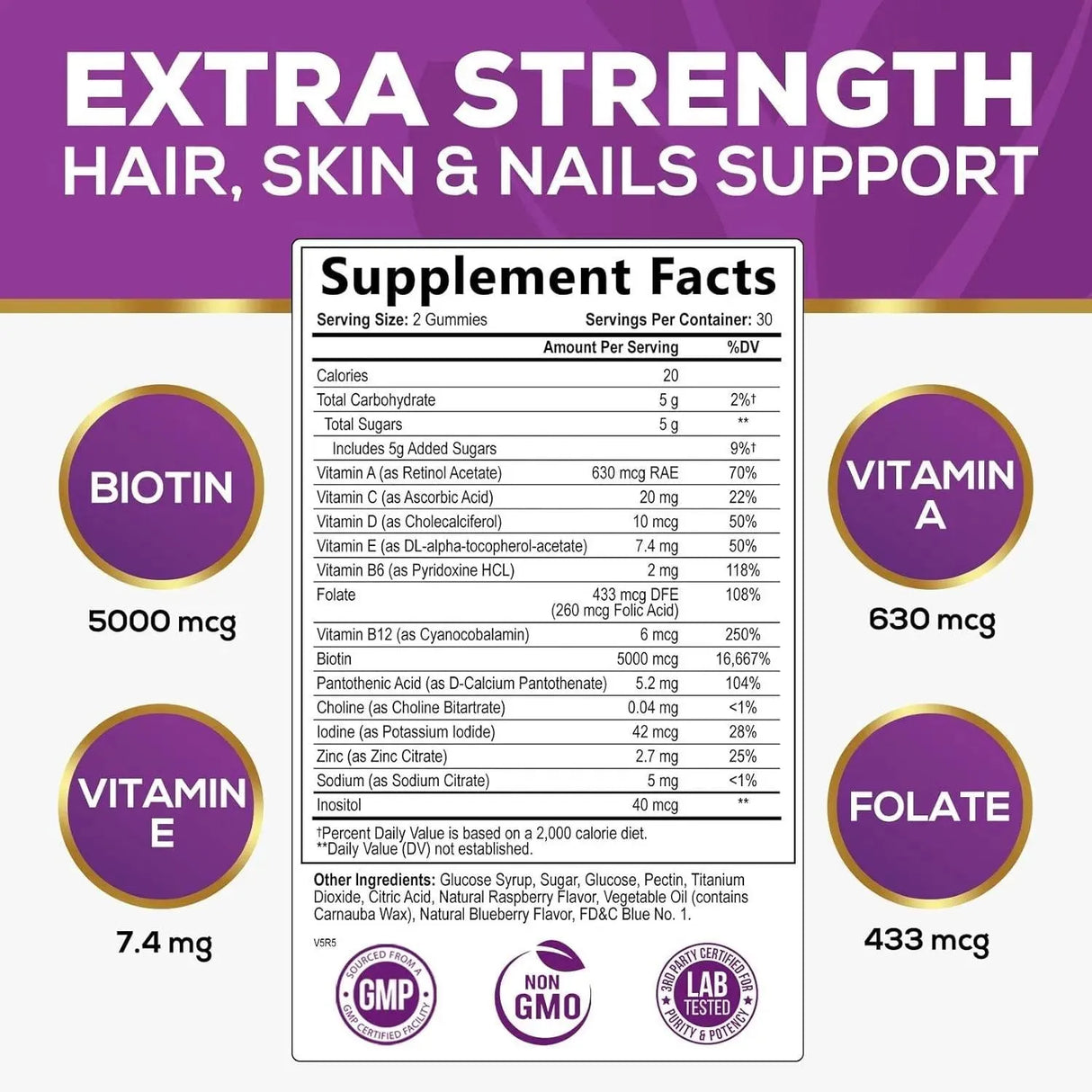 NATURE'S NUTRITION - Nature's Nutrition Hair Vitamins Gummy with Biotin 60 Gomitas - The Red Vitamin MX - Suplementos Alimenticios - {{ shop.shopifyCountryName }}