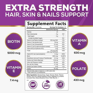 NATURE'S NUTRITION - Nature's Nutrition Hair Vitamins Gummy with Biotin 60 Gomitas - The Red Vitamin MX - Suplementos Alimenticios - {{ shop.shopifyCountryName }}