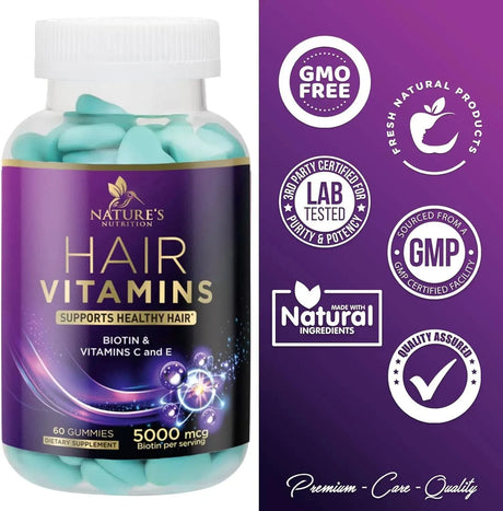 NATURE'S NUTRITION - Nature's Nutrition Hair Vitamins Gummy with Biotin 60 Gomitas - The Red Vitamin MX - Suplementos Alimenticios - {{ shop.shopifyCountryName }}
