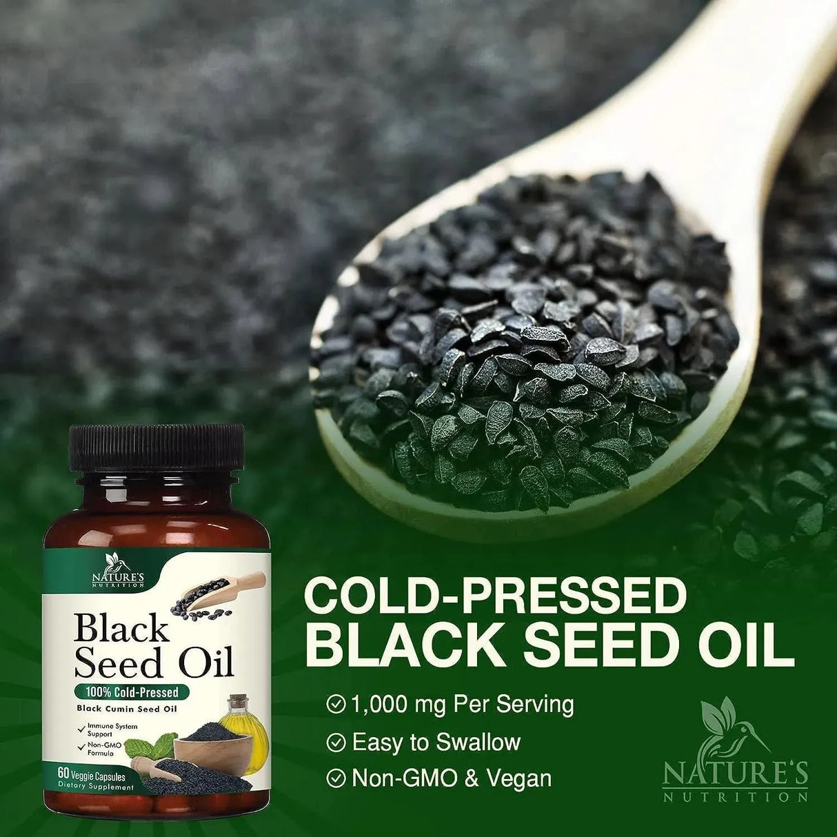 NATURE'S NUTRITION - Nature's Nutrition Premium Black Seed Oil Capsules 1000Mg. 60 Capsulas - The Red Vitamin MX - Suplementos Alimenticios - {{ shop.shopifyCountryName }}