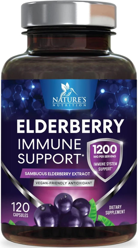 NATURE'S NUTRITION - Nature's Nutrition Sambucus Black Elderberry Extract 120 Capsulas - The Red Vitamin MX - Suplementos Alimenticios - {{ shop.shopifyCountryName }}