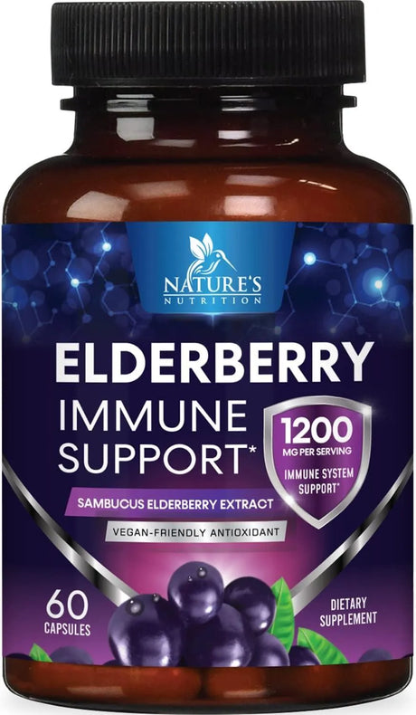 NATURE'S NUTRITION - Nature's Nutrition Sambucus Black Elderberry Extract 60 Capsulas - The Red Vitamin MX - Suplementos Alimenticios - {{ shop.shopifyCountryName }}