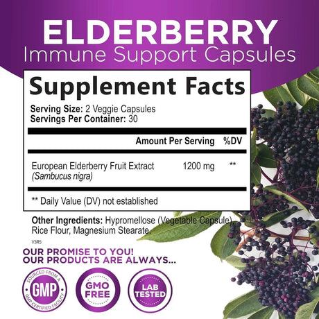 NATURE'S NUTRITION - Nature's Nutrition Sambucus Black Elderberry Extract 60 Capsulas - The Red Vitamin MX - Suplementos Alimenticios - {{ shop.shopifyCountryName }}