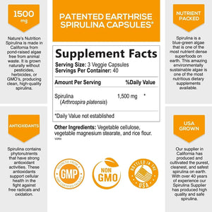 NATURE'S NUTRITION - Nature's Nutrition Spirulina 500Gr. 120 Capsulas - The Red Vitamin MX - Suplementos Alimenticios - {{ shop.shopifyCountryName }}